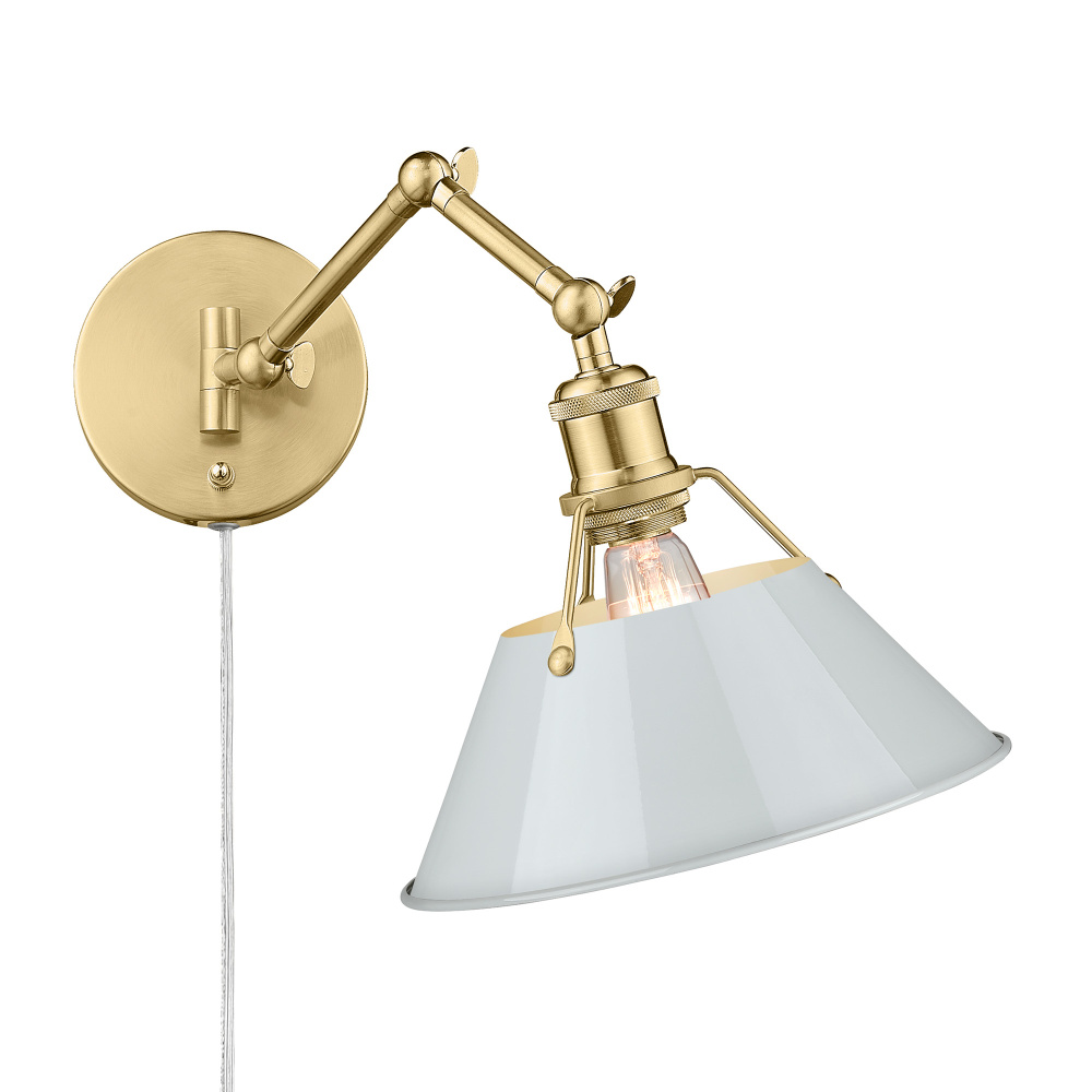 Yep by Golden Lighting Orwell 1-light Swing Arm in Brushed Champagne Brass and Dusky Blue shade